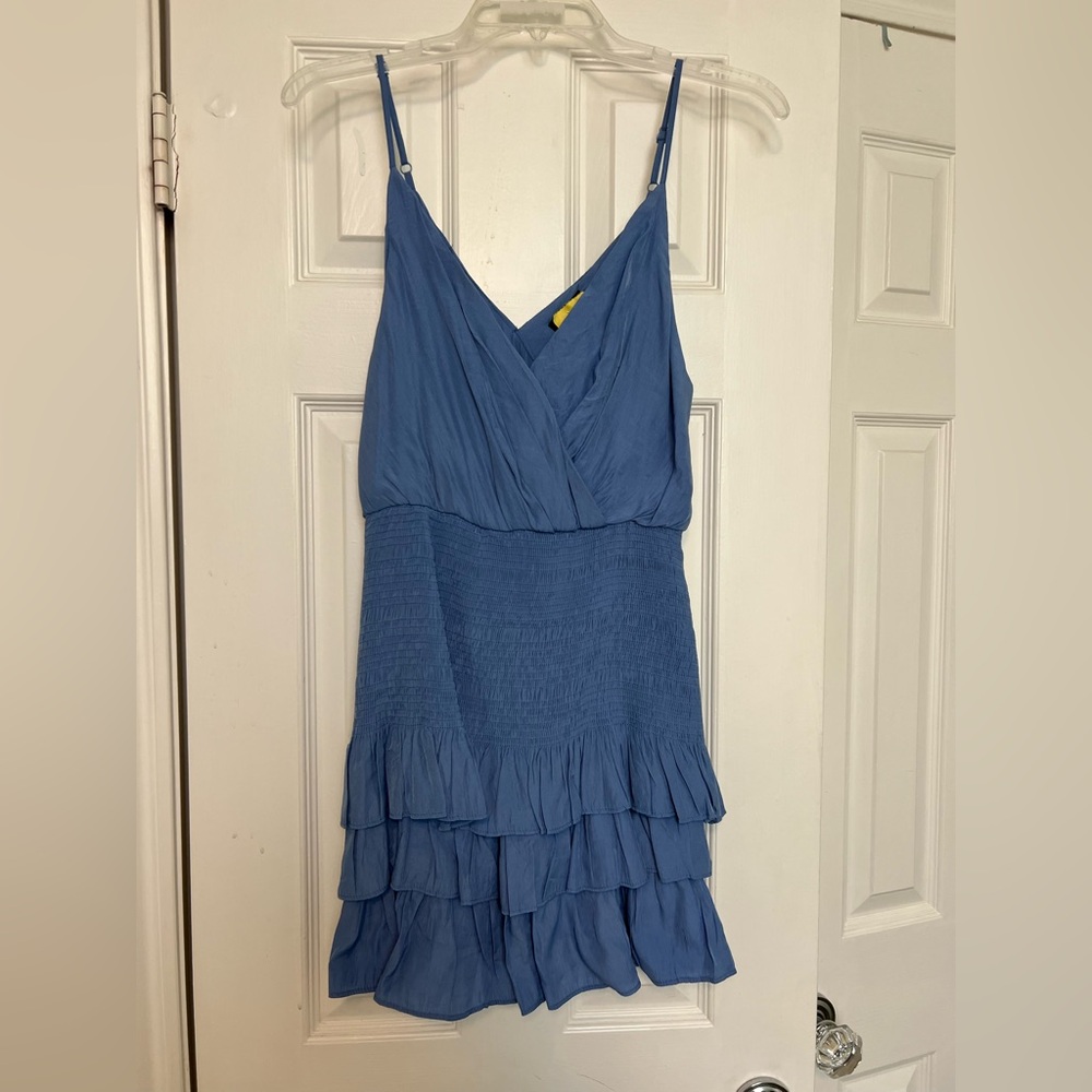 Do+Be Blue Smocked Ruffle Mini Dress - Picture 3 of 7